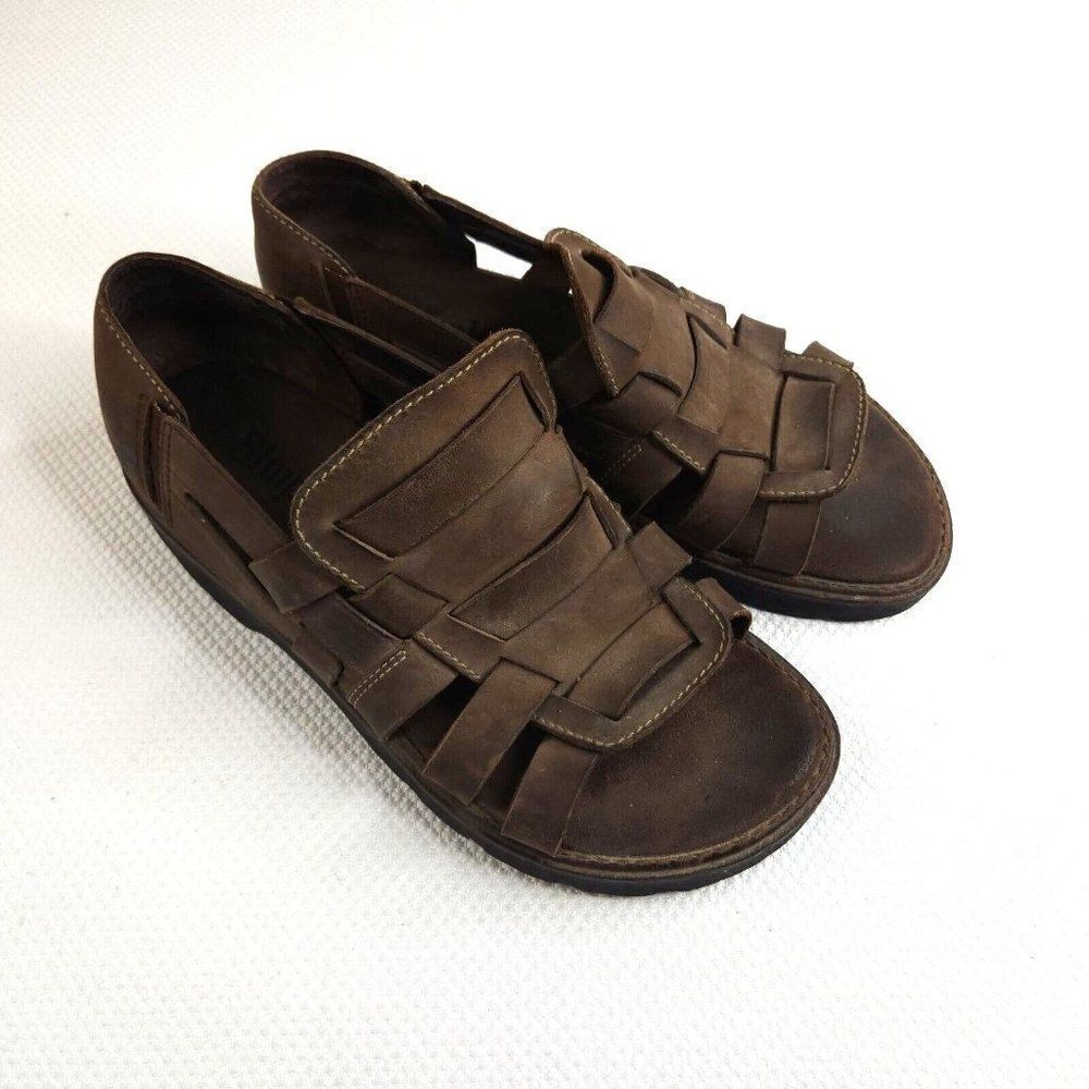 Vintage 90s Grunge Mens 12 Sandals Brown Fishman Simple Brand Lug Soles